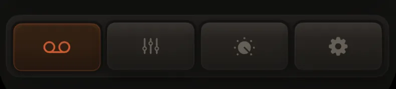 Bottom of iPhone screen showing four tab icons; Playback tab active (orange accent).