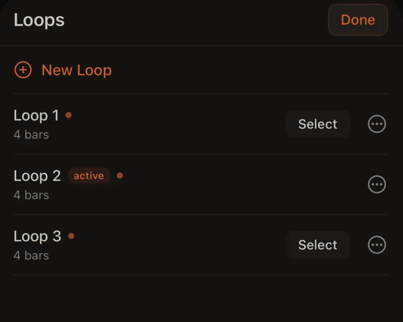 Loop Manager sheet listing multiple loops with edit controls.