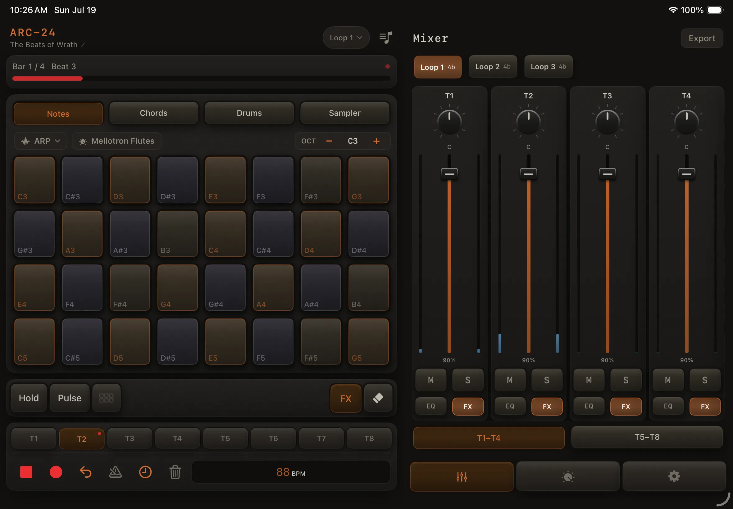ARC-24 mixer view on iPad