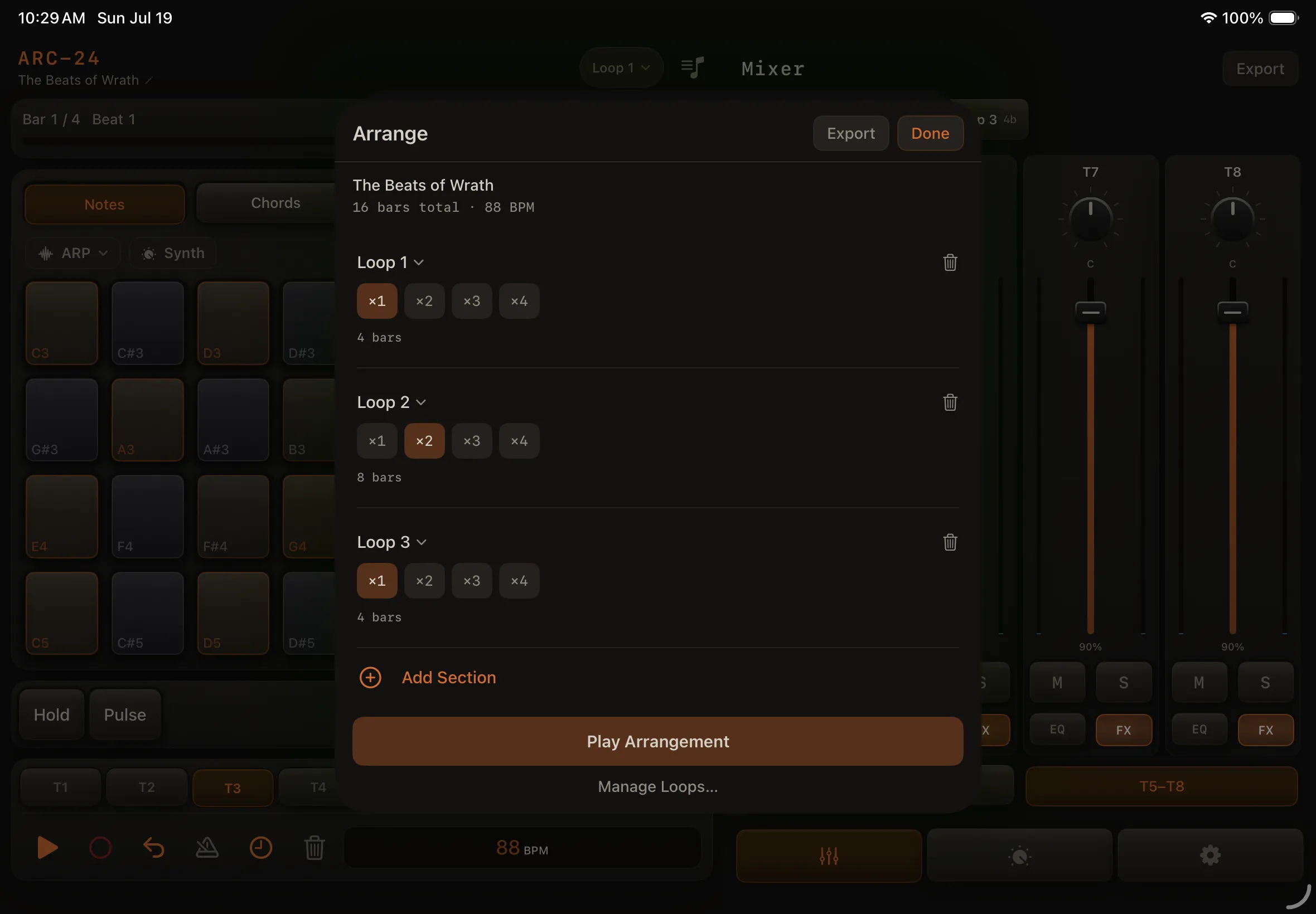 ARC-24 Song Mode on iPad