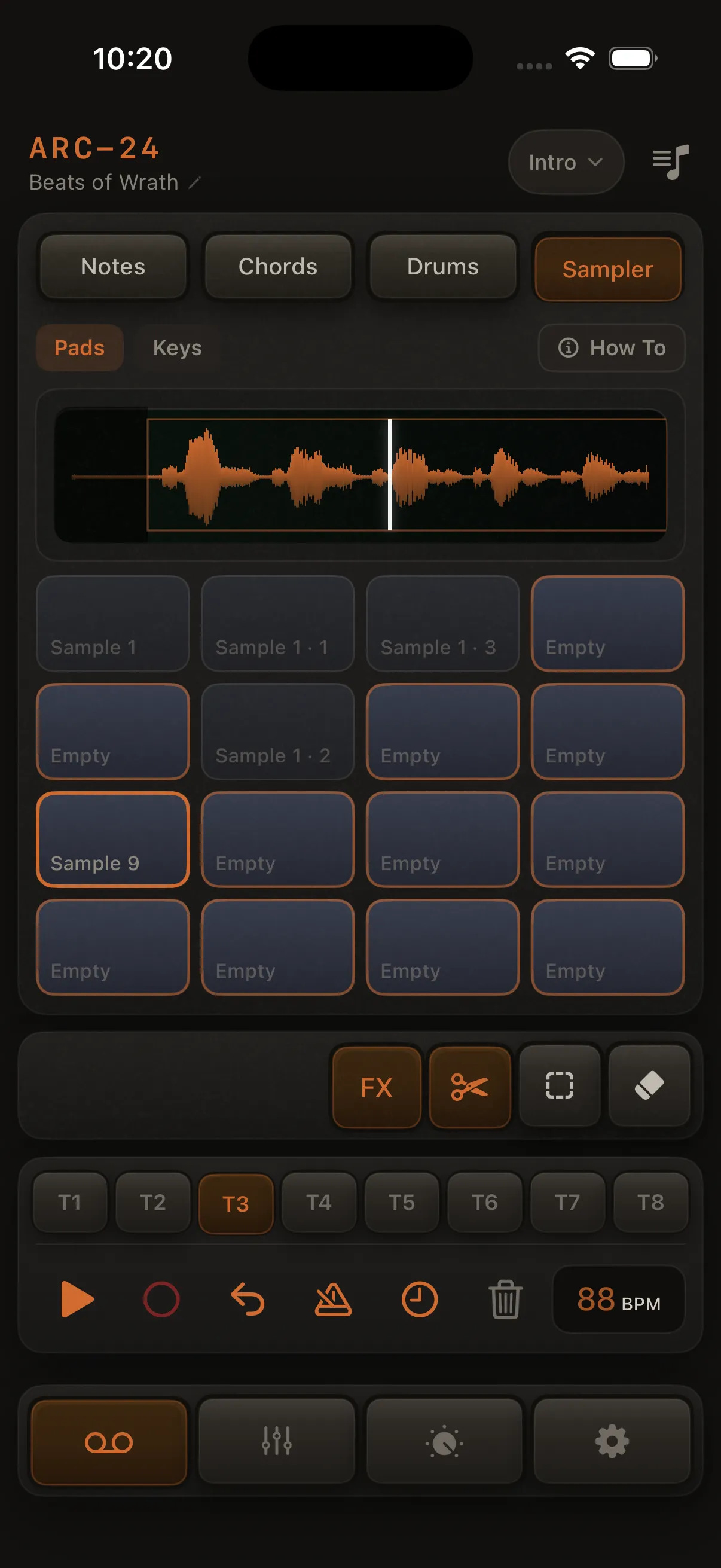 ARC-24 Sampler view on iPhone