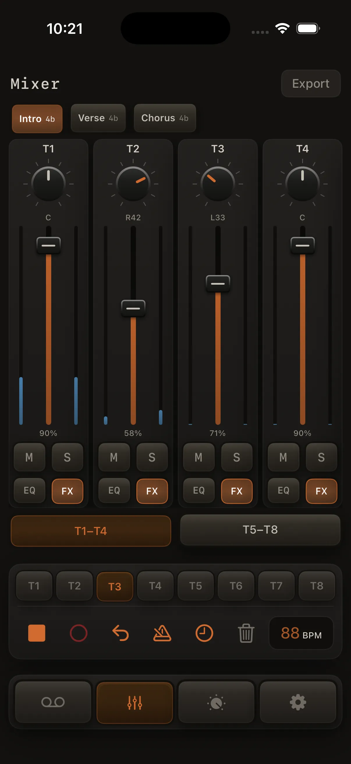 ARC-24 Mixer view on iPhone
