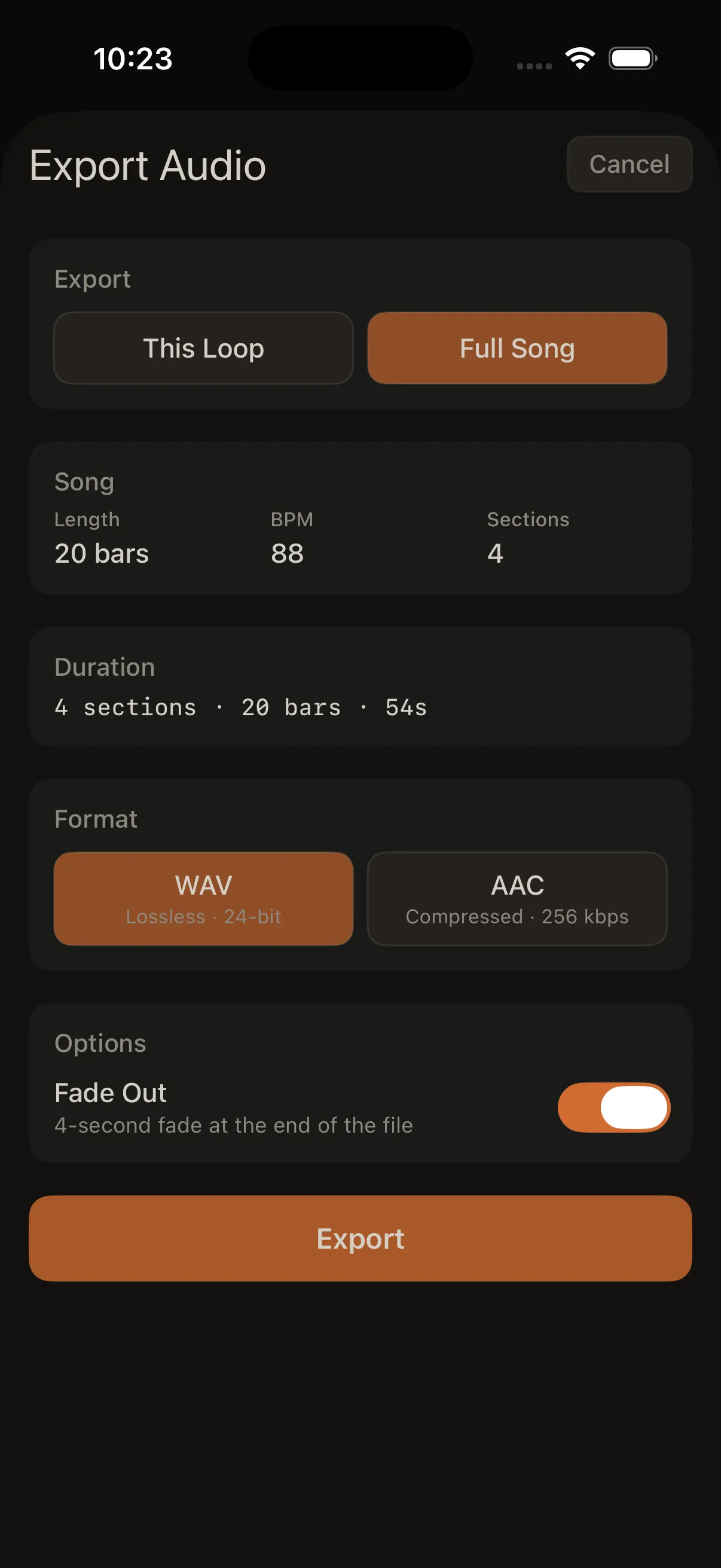 ARC-24 Export Audio on iPhone